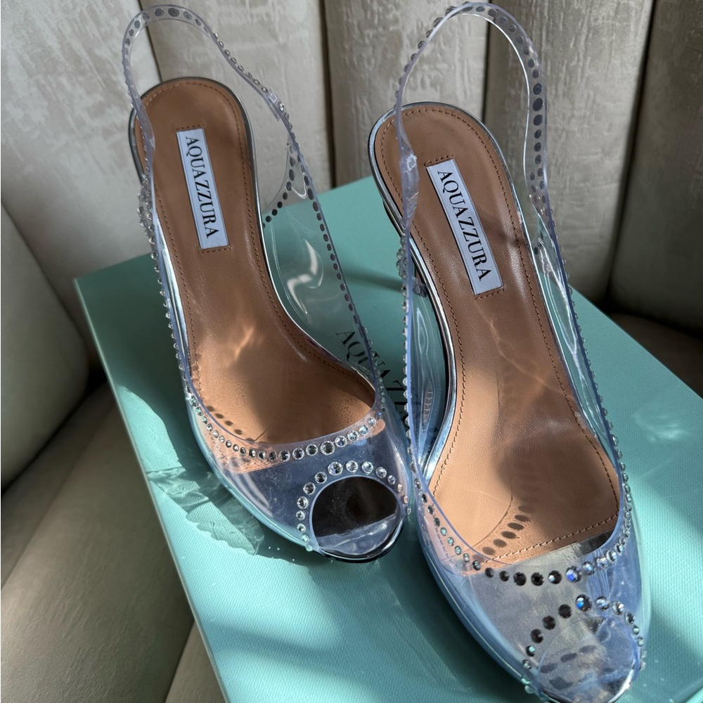 Aquazzura Silver Heels Elegant Design